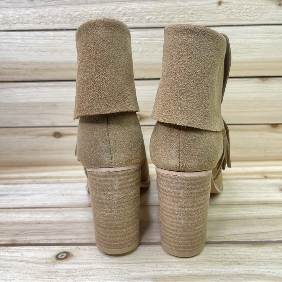 COCONUTS BY MATISSE Womens Kim Fringe Side Zip Suede Leather Tan Booties 8M - Picture 7 of 11